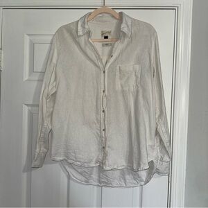 Universal Thread White Linen Blend Button Down Size Small